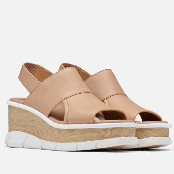 SOREL Joanie III Slingback Wedge Sandals Honest Beige Size 8